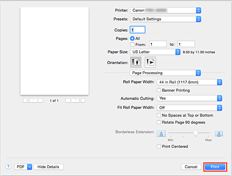 figure:Print in the Print dialog