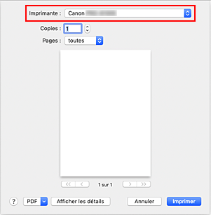 figure&nbsp;:&nbsp;Imprimante dans la boîte de dialogue Imprimer