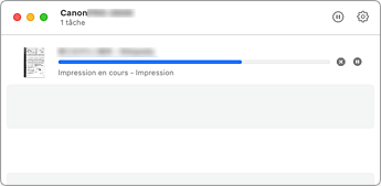 figure : Écran d'état de l'impression.