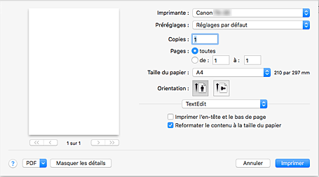figure&nbsp;: Boîte de dialogue Imprimer