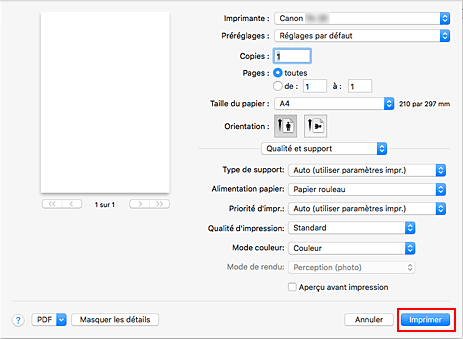 figure&nbsp;:&nbsp;Imprimer dans la boîte de dialogue Imprimer