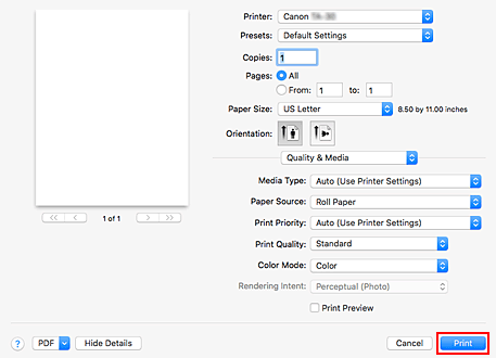 рисунок: команда "Печать" диалогового окна "Печать"