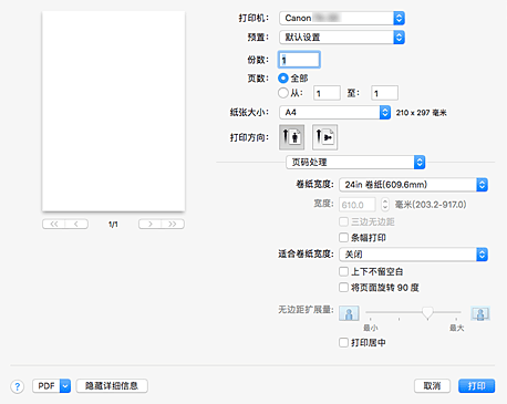 插图：打印对话框中的“页码处理”