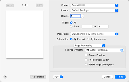 figure:Page Processing in the Print dialog