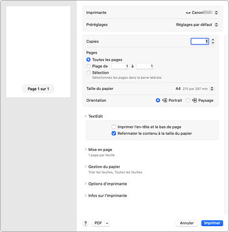 figure&nbsp;: Boîte de dialogue Imprimer