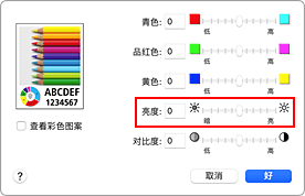 插图：打印对话框中色彩选项的“亮度”
