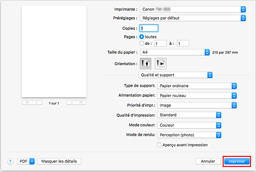 figure&nbsp;:&nbsp;Imprimer dans la boîte de dialogue Imprimer