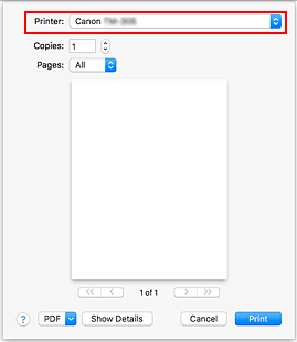 figura: Impressora na caixa de diálogo Imprimir