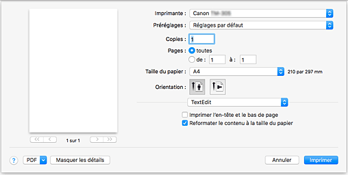 figure : Boîte de dialogue Imprimer