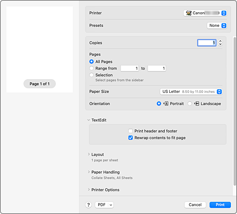 figure:Print dialog