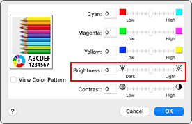 Imagen: Brillo de Opciones de color del cuadro de diálogo Imprimir