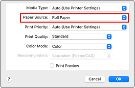 Imagen: Fuente de papel de Calidad y soporte del cuadro de diálogo Imprimir