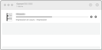 figure : Écran d'état de l'impression.