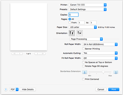 figure:Page Processing in the Print dialog