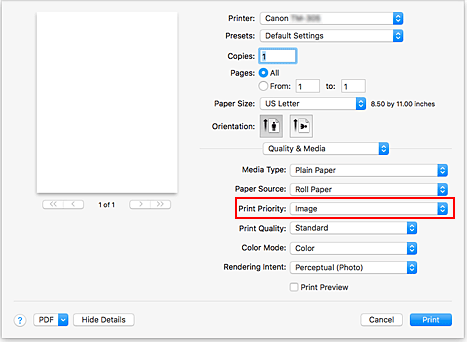 figure:Print Quality of Quality & Media in the Print dialog