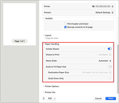 figure::Paper Handling in the Print dialog