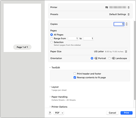 figure:Print dialog