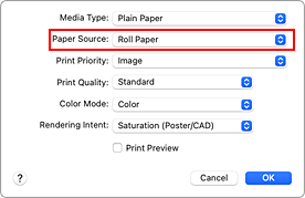 figure:Paper Source of Quality & Media in the Print dialog