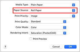 figure:Paper Source of Quality & Media in the Print dialog
