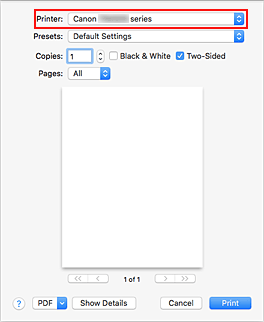 figure: Printer in the Print dialog