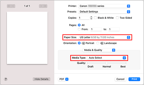 figure: Print dialog