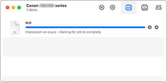 figure : Écran d'état de l'impression.