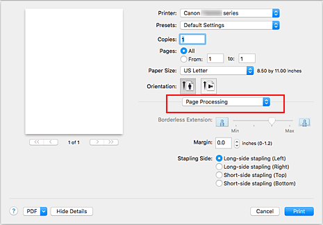 figure:Page Processing in the Print dialog