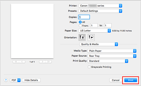 figura: Imprimir na caixa de diálogo Imprimir