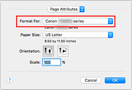 figur: Format för under Sidattribut i dialogrutan Utskriftsformat