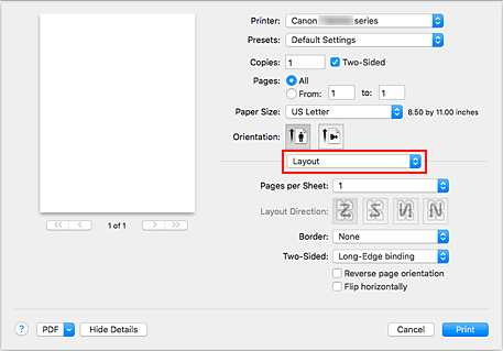 afbeelding: Indeling in het dialoogvenster Afdrukken