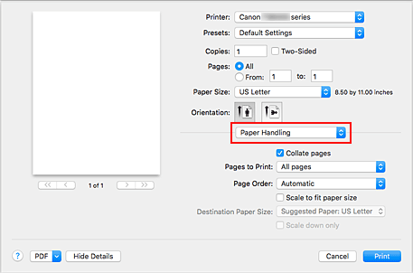 figur: Papirbehandling i dialogboksen Skriv ut