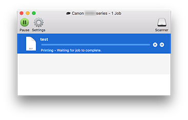 figur: Skjermbildet for utskriftsstatus