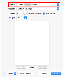 figura: Impressora na caixa de diálogo Imprimir