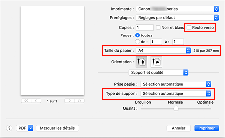 figure : boîte de dialogue Imprimer