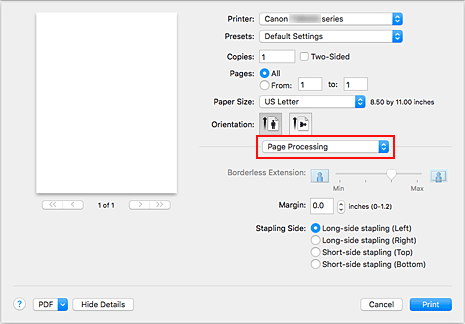 figure:Page Processing in the Print dialog