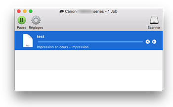 figure : Écran d'état de l'impression.