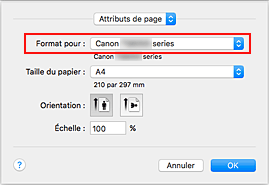 figure&nbsp;: Format pour les attributs de page de la Boîte de dialogue Configuration de la page