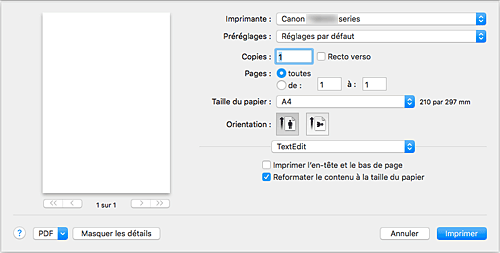 figure&nbsp;: Boîte de dialogue Imprimer