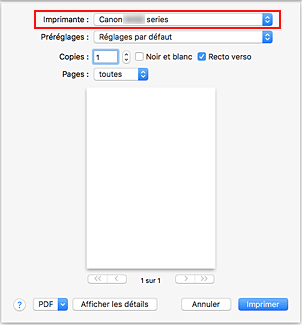 figure&nbsp;:&nbsp;Imprimante dans la boîte de dialogue Imprimer