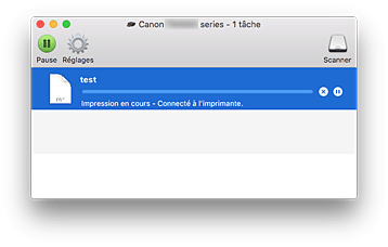 figure : Écran d'état de l'impression.