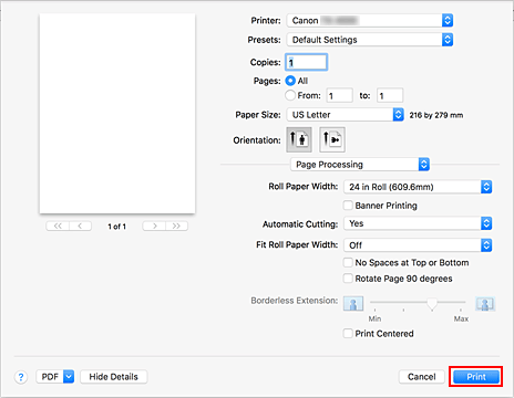 figure:Print in the Print dialog