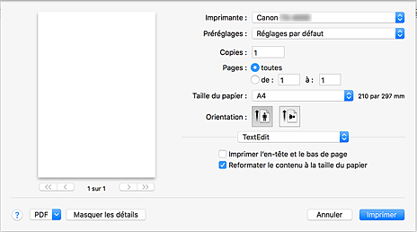 figure : Boîte de dialogue Imprimer