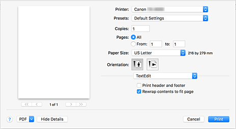 figure:Print dialog