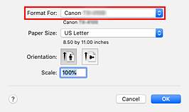 figura: Formatar Para de Atributos de Página na caixa de diálogo Configurar Página
