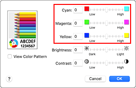 figure:Color balance of Color Options in the Print dialog