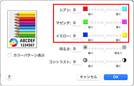 図：プリントダイアログ［カラーオプション］のカラーバランス