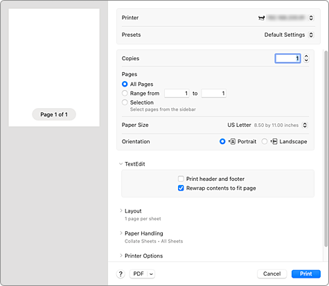 figure:Print dialog