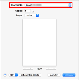 figure&nbsp;:&nbsp;Imprimante dans la boîte de dialogue Imprimer