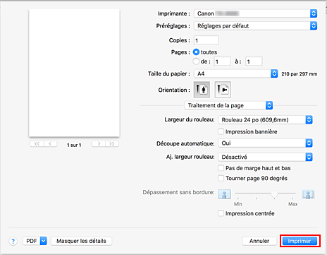 figure&nbsp;:&nbsp;Imprimer dans la boîte de dialogue Imprimer