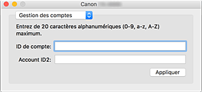 figure : Gestion des comptes Canon IJ Printer Utility2
